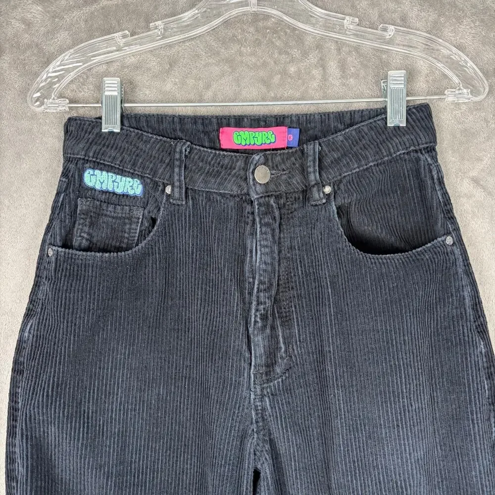 Empyre Tori Black Corduroy Pants Size 0 High Rise Straight Leg Y2K Skater Retro